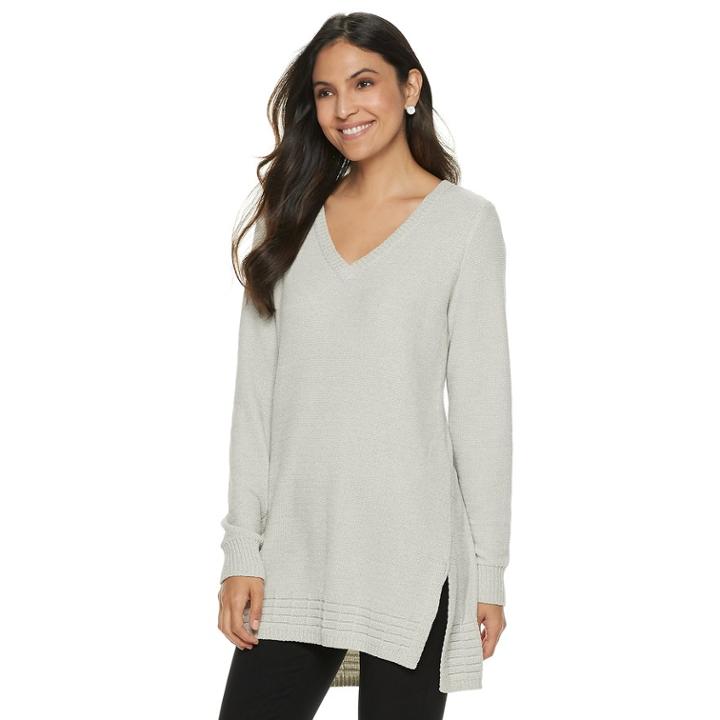 Women's Apt. 9&reg; Chenille Vented Tunic, Size: Small, Silver