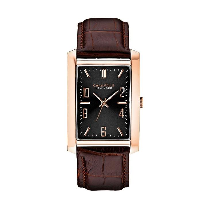 Caravelle New York By Bulova Men's Leather Watch - 44a104, Brown