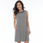Women's Ab Studio Striped Pom-pom Shift Dress, Size: Xlrg Av/rg, Ovrfl Oth
