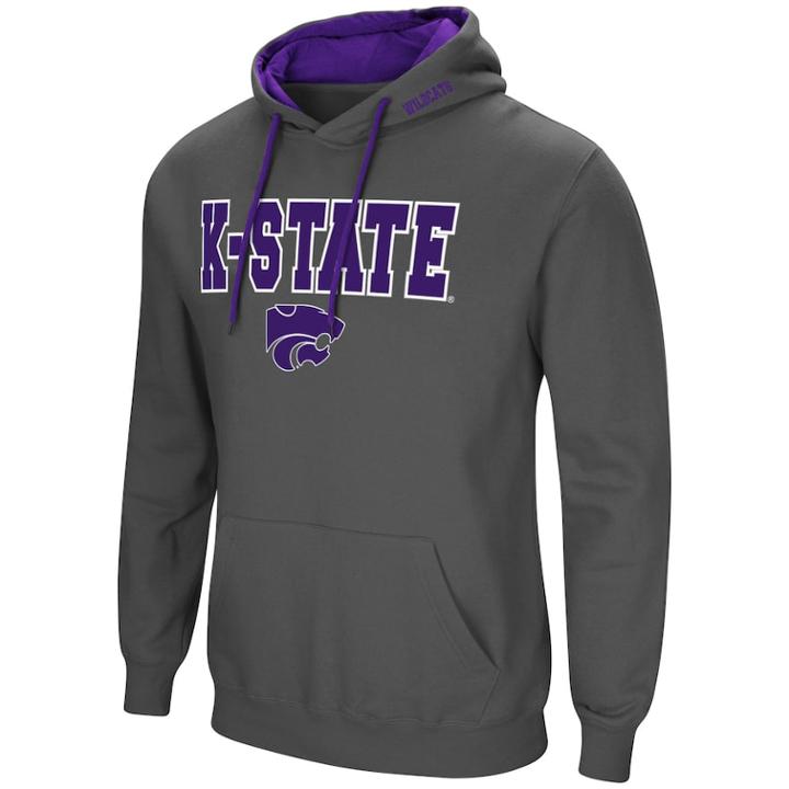 Men's Kansas State Wildcats Pullover Fleece Hoodie, Size: Small, Med Grey