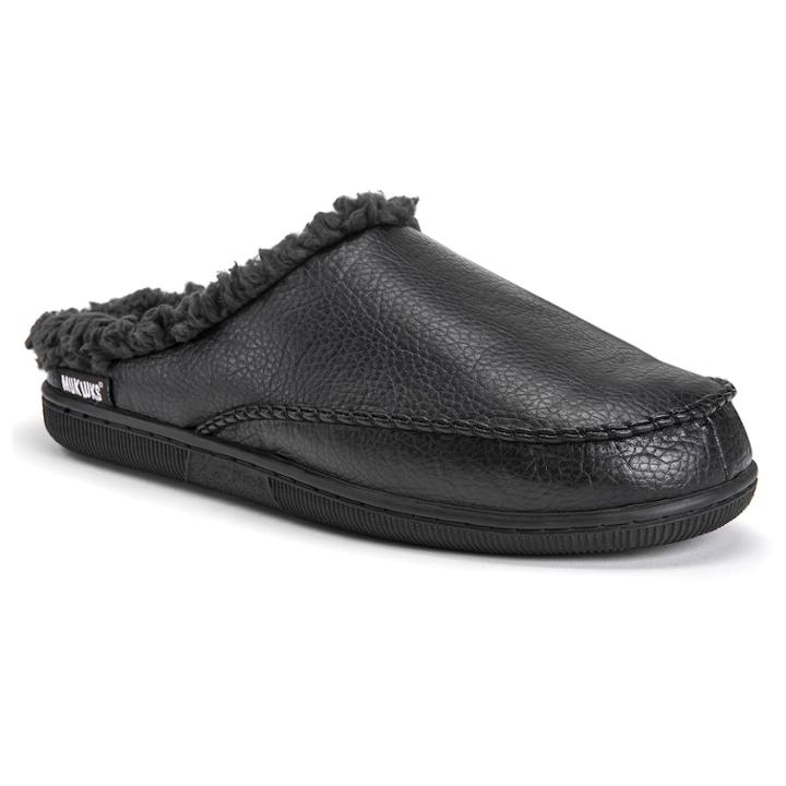 Men's Muk Luks Faux Leather Clog Slippers, Size: Large, Black