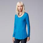 Women's Simply Vera Vera Wang Space-dyed Tee, Size: Medium, Dark Blue