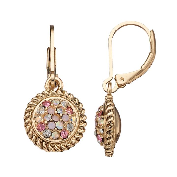 Napier Simulated Crystal Disc Drop Earrings, Women's, Pink