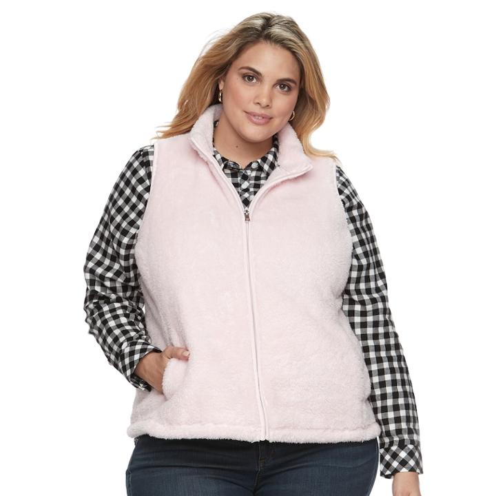 Plus Size Croft & Barrow&reg; Faux-fur Vest, Women's, Size: 2xl, Brt Pink