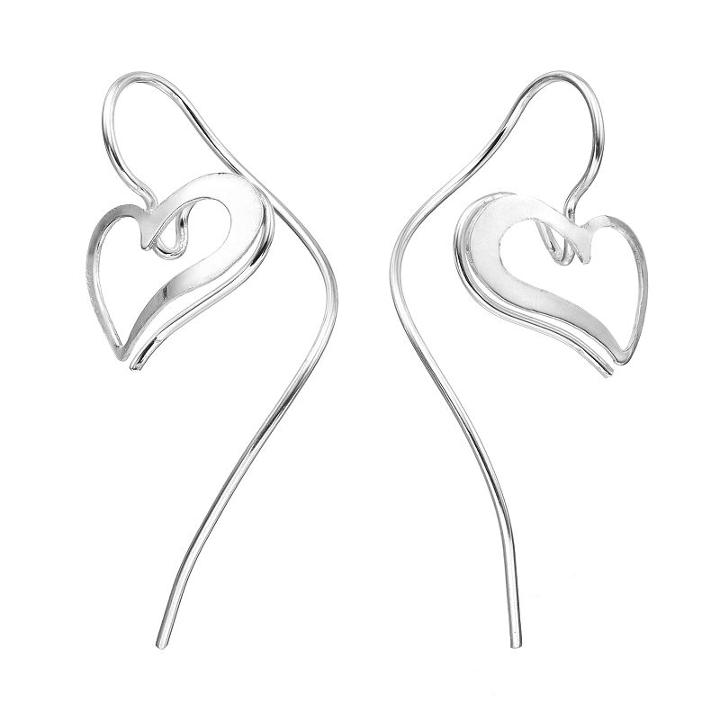 Journee Collection Sterling Silver Heart Drop Earrings, Women's, Grey