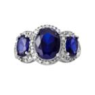 Sterling Silver 1/10-ct. T.w. Diamond And Lab-created Sapphire Ring, Women's, Size: 8, Blue