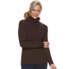 Women's Croft & Barrow&reg; Ribbed Turtleneck Sweater, Size: Small, Dark Brown
