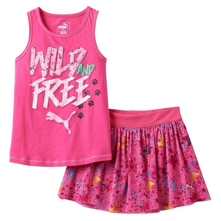 Girls 4-6x Puma Wild & Free Tank & Skort Set, Girl's, Size: 6x, Brt Pink