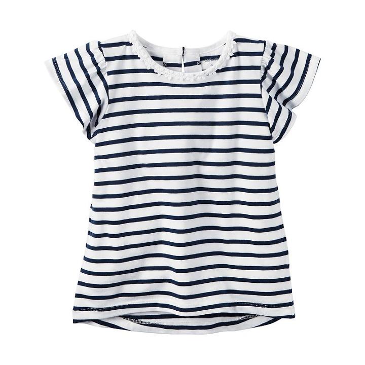 Girls 4-8 Carter's Striped Flutter-sleeved Top, Size: 7, Ovrfl Oth