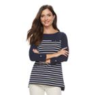 Women's Croft & Barrow&reg; Roll-cuff Tee, Size: Small, Blue