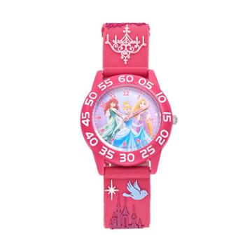 Disney Princess Ariel, Cinderella & Rapunzel Girls' Time Teacher Watch, Pink