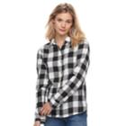 Juniors' So&reg; Plaid Lurex Shirt, Teens, Size: Xs, Black