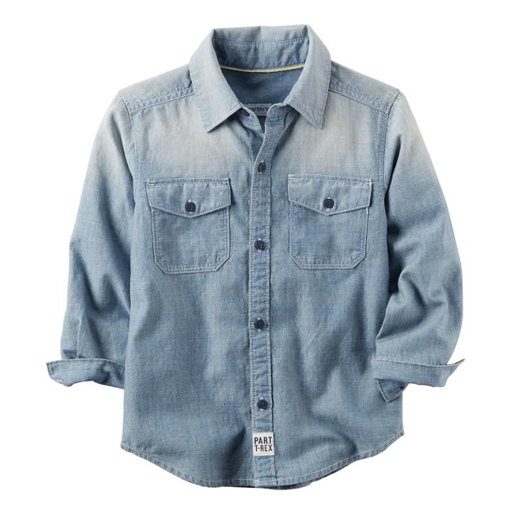 Boys 4-8 Carter's Chambray Button Front Shirt, Size: 4, Blue Other