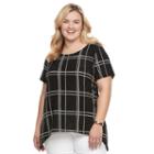 Plus Size Croft & Barrow&reg; Shark-bite Jacquard Tee, Women's, Size: 1xl, Black