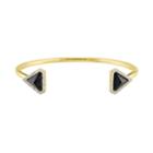 Stella Grace V19.69 Italia 18k Gold Over Silver Black Agate Triangle Cuff Bracelet, Women's, Size: 7.5