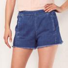Women's Lc Lauren Conrad Frayed High-rise Jean Shorts, Size: 14, Med Blue