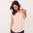 Women's Lc Lauren Conrad Love, Lauren Pleated Top, Size: Small, Lt Beige
