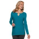 Women's Dana Buchman Textured Keyhole Sweater, Size: Xl, Dark Blue