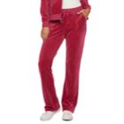 Women's Juicy Couture Velour Midrise Bootcut Pants, Size: L Long, Dark Pink
