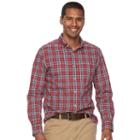 Men's Sonoma Goods For Life&trade; Flexwear Slim-fit Plaid Poplin Button-down Shirt, Size: Xxl, Med Red