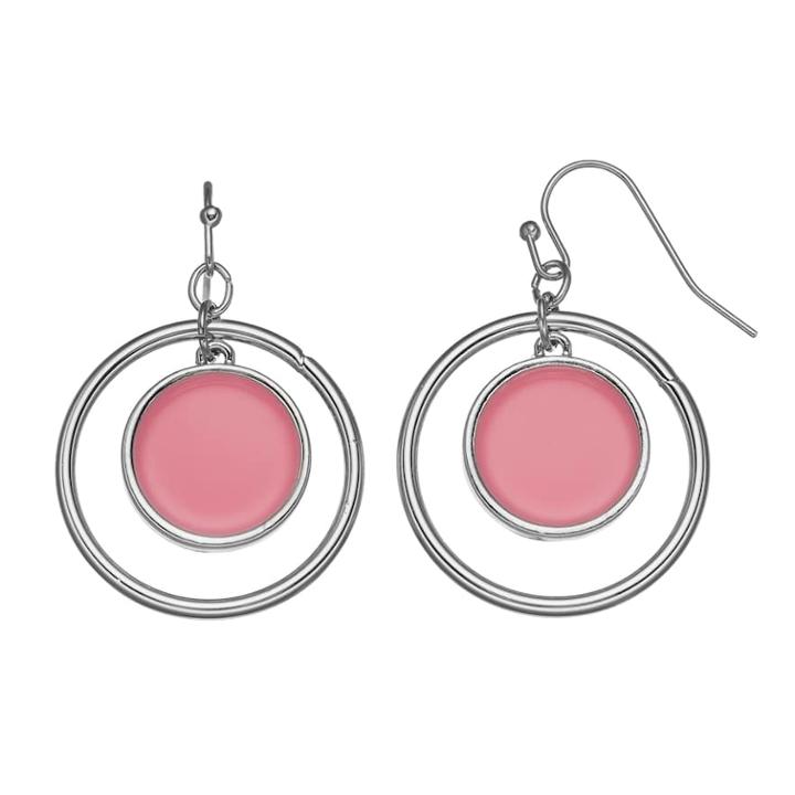 Pink Disc & Hoop Drop Earrings, Women's