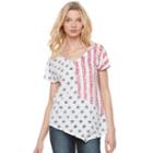 Women's Rock & Republic&reg; Flag Asymmetrical Tee, Size: Medium, White