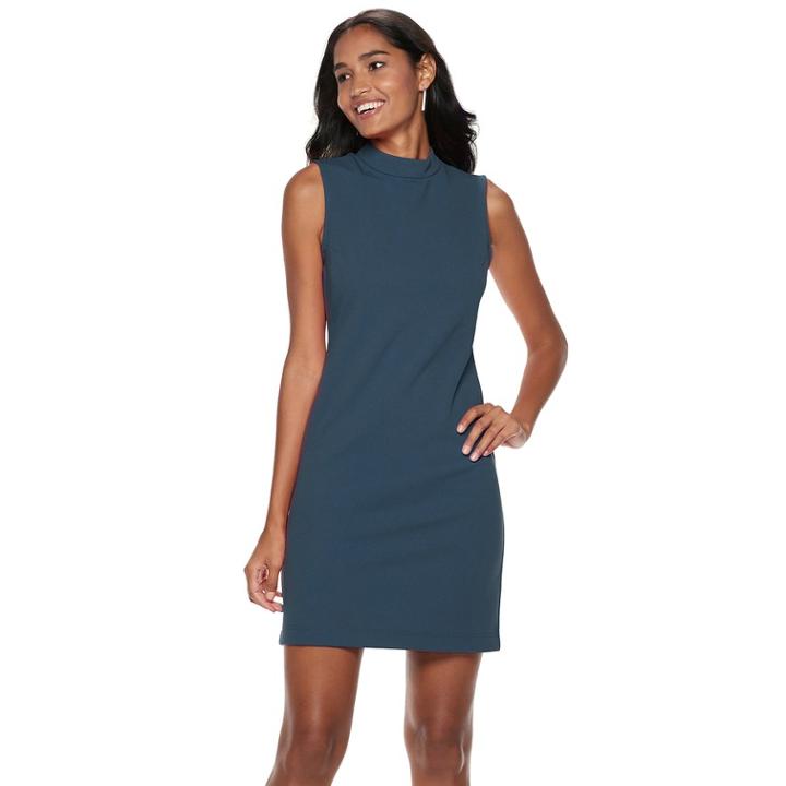 Women's Sharagano Mockneck Sheath Dress, Size: 12, Dark Blue