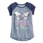Girls 4-10 Jumping Beans&reg; Peanuts Snoopy & Belle Raglan Short-sleeved Tee, Size: 10, Blue (navy)