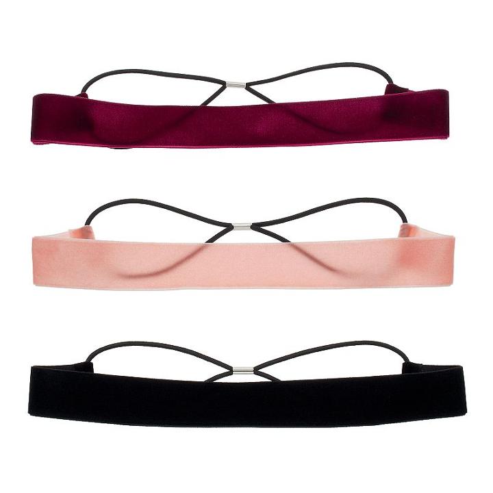 Mudd&reg; 3-pk. Velvet Stretch Headbands, Women's, Multicolor