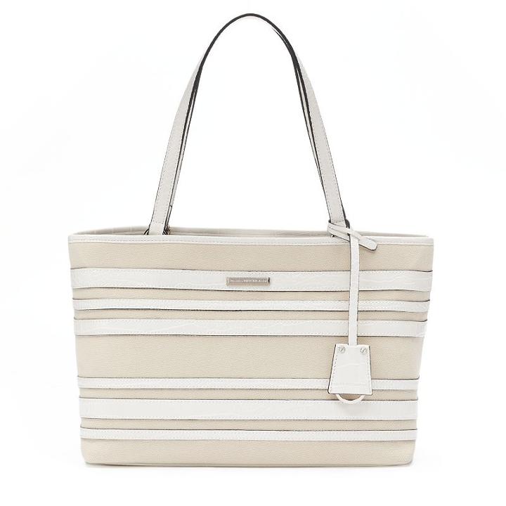Dana Buchman Bella Striped Tote, Women's, White