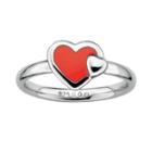 Stacks And Stones Sterling Silver Red Enamel Heart Stack Ring, Women's, Size: 5, Grey