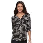 Petite Croft & Barrow&reg; Printed Crepe Shirt, Women's, Size: Xl Petite, Black