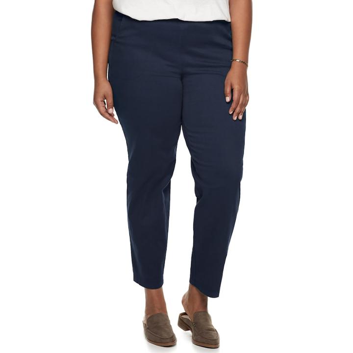 Plus Size Croft & Barrow&reg; Twill Pull-on Pants, Women's, Size: 3 - Regular, Dark Blue