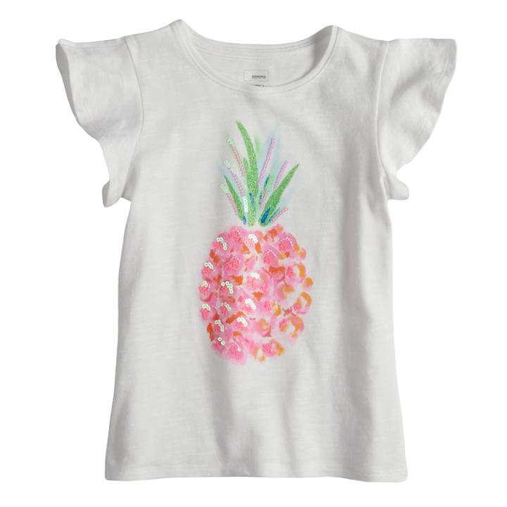 Girls 4-12 Sonoma Goods For Life&trade; Split Flutter Sleeve Graphic Tee, Size: 6, White