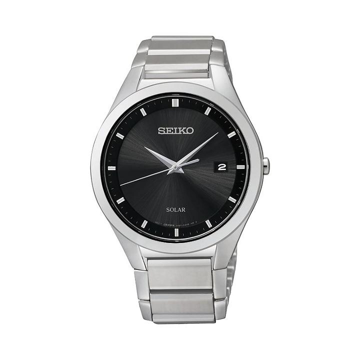 Seiko Men's Stainless Steel Solar Watch - Sne241, Grey