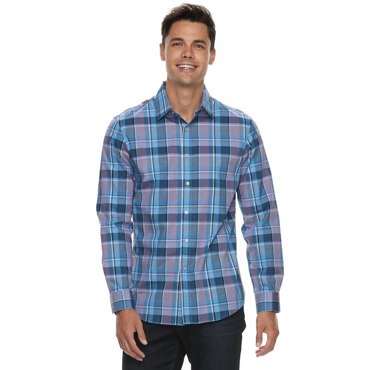 Men's Apt. 9&reg; Premier Flex Slim-fit Stretch Button-down Shirt, Size: Med Slim, Med Purple
