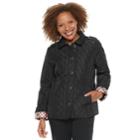 Petite Croft & Barrow&reg; Button Front Quilted Jacket, Women's, Size: Xs Petite, Black