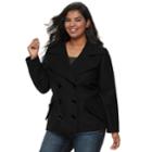 Juniors' Plus Size J-2 Oxford Wool Double Breasted Jacket, Teens, Size: 1xl, Black