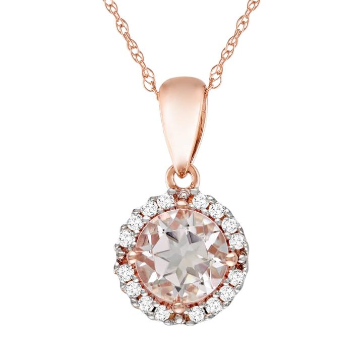Stella Grace 10k Rose Gold Morganite And Diamond Accent Pendant, Women's, Size: 17, Pink
