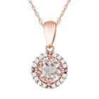 Stella Grace 10k Rose Gold Morganite And Diamond Accent Pendant, Women's, Size: 17, Pink