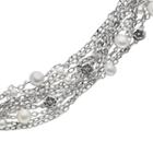 Lyric Sterling Silver Freshwater Cultured Pearl And Diamond Accent Flower Multistrand Bracelet, Women's, White