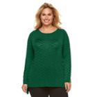 Plus Size Dana Buchman High-low Textured Top, Women's, Size: 2xl, Dark Green