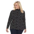 Plus Size Croft & Barrow&reg; Mockneck Long Sleeve Tee, Women's, Size: 3xl, Black