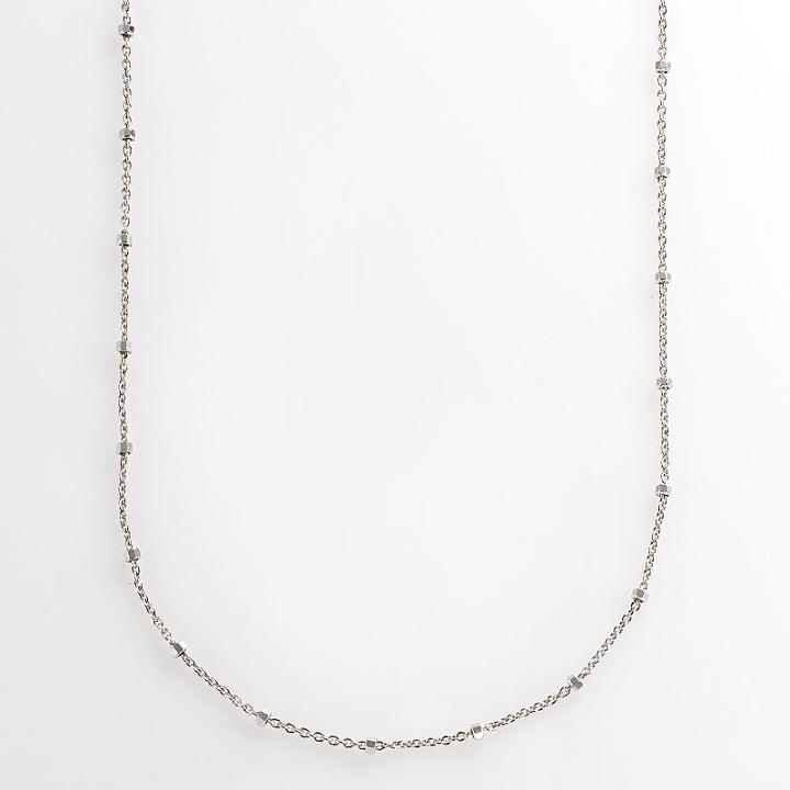 Sterling Silver Bead Station Necklace, Women's, Size: 20, White