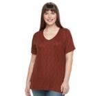 Plus Size Apt. 9&reg; Essential V-neck Tee, Women's, Size: 2xl, Med Brown
