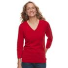Women's Croft & Barrow&reg; V-neck Lightweight Sweater, Size: Medium, Med Red