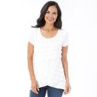 Women's Ab Studio Asymmetrical Shutter Stripe Tee, Size: Xlrg Av/rg, White Oth