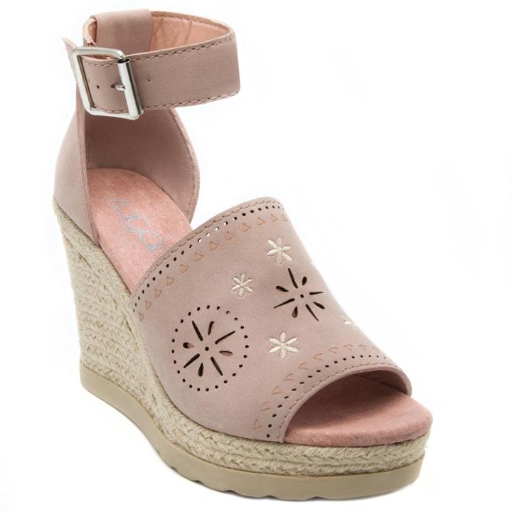 Sugar Heated Women's Espadrille Platform Wedge Sandals, Size: Medium (9), Pink