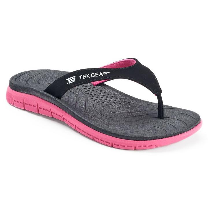 Tek Gear&reg; Women's Textured Sport Thong Flip-flops, Size: Medium, Black