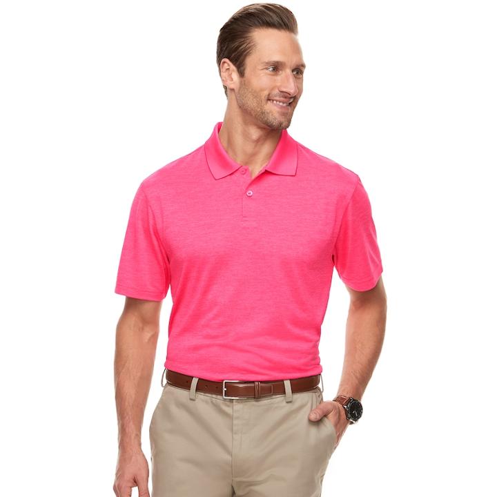 Men's Haggar&reg; Regular-fit Solid Textured Performance Polo, Size: Large, Pink